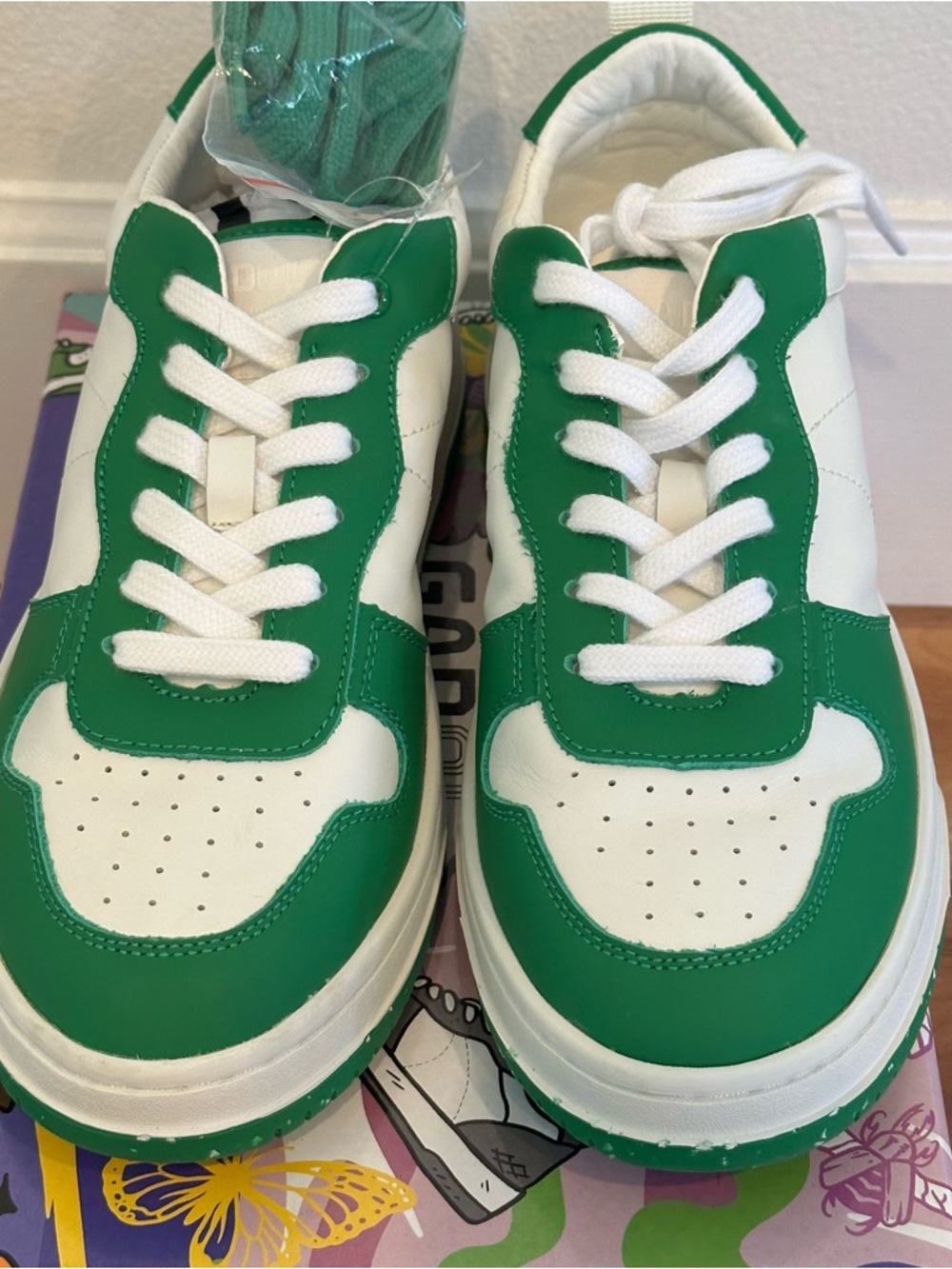 Vintage Havana Gadol Sneakers White Green Size 8.5 New in Box - Picture 3 of 7